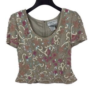 Adrianna papell 100% Silk Vintage Multicolor Shell Blouse Women's Size P6